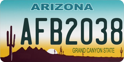 AZ license plate AFB2038