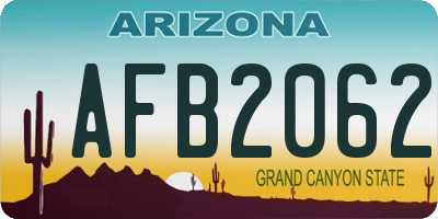 AZ license plate AFB2062