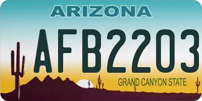 AZ license plate AFB2203