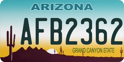 AZ license plate AFB2362