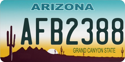 AZ license plate AFB2388