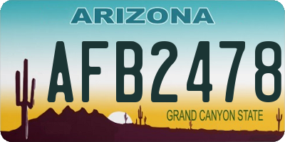 AZ license plate AFB2478