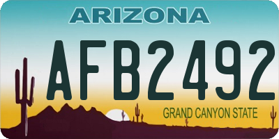 AZ license plate AFB2492