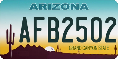 AZ license plate AFB2502
