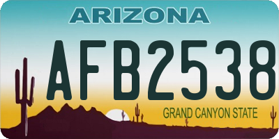 AZ license plate AFB2538
