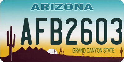 AZ license plate AFB2603