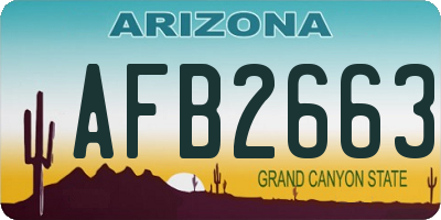 AZ license plate AFB2663