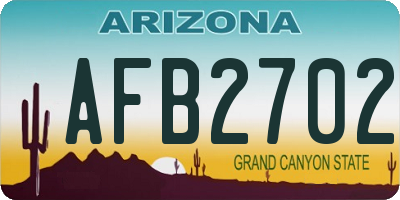 AZ license plate AFB2702