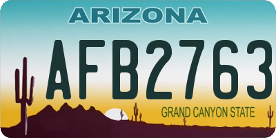 AZ license plate AFB2763