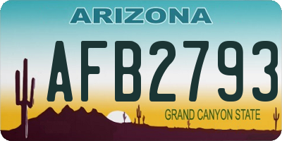 AZ license plate AFB2793