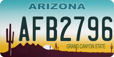 AZ license plate AFB2796
