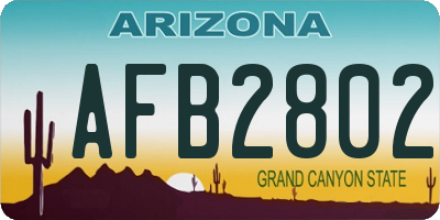 AZ license plate AFB2802