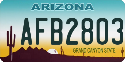 AZ license plate AFB2803