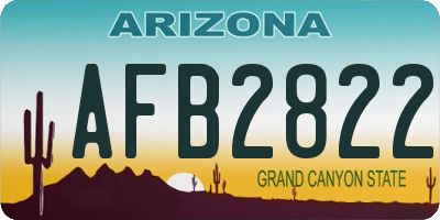 AZ license plate AFB2822