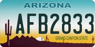 AZ license plate AFB2833