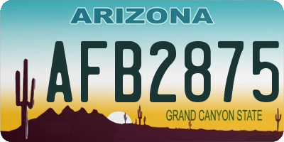 AZ license plate AFB2875