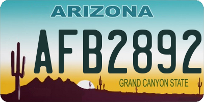 AZ license plate AFB2892