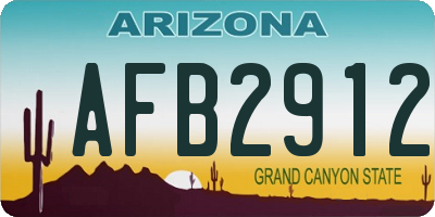 AZ license plate AFB2912