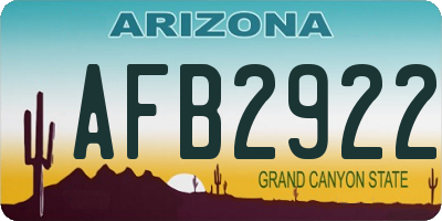 AZ license plate AFB2922