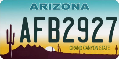 AZ license plate AFB2927