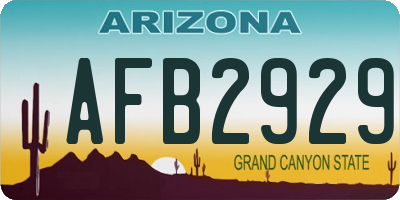AZ license plate AFB2929