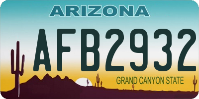 AZ license plate AFB2932