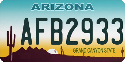 AZ license plate AFB2933