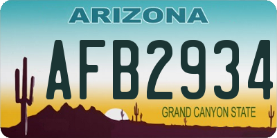 AZ license plate AFB2934