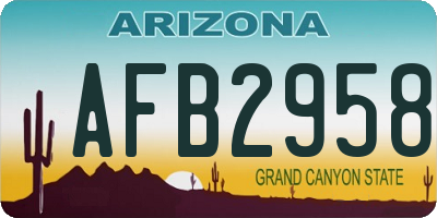 AZ license plate AFB2958