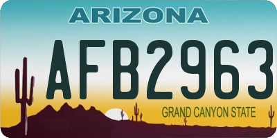AZ license plate AFB2963