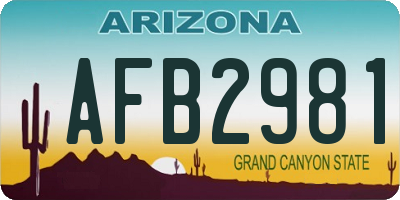 AZ license plate AFB2981