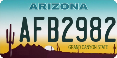 AZ license plate AFB2982