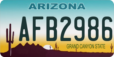 AZ license plate AFB2986