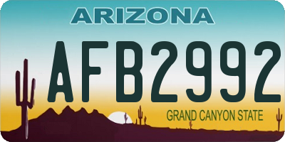 AZ license plate AFB2992
