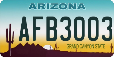 AZ license plate AFB3003