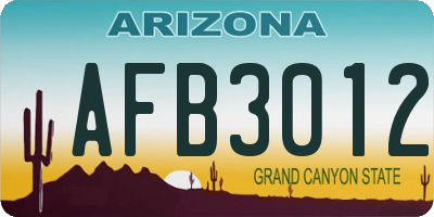 AZ license plate AFB3012