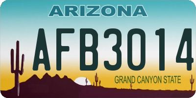 AZ license plate AFB3014