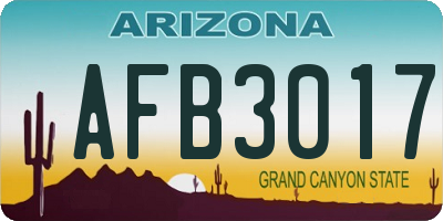 AZ license plate AFB3017