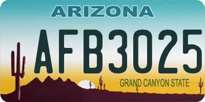 AZ license plate AFB3025