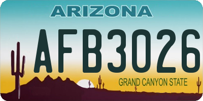 AZ license plate AFB3026