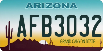AZ license plate AFB3032