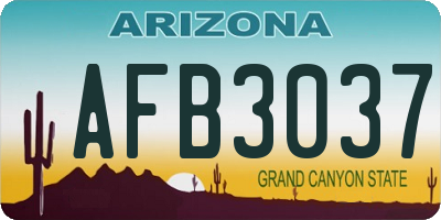 AZ license plate AFB3037