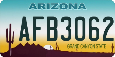 AZ license plate AFB3062