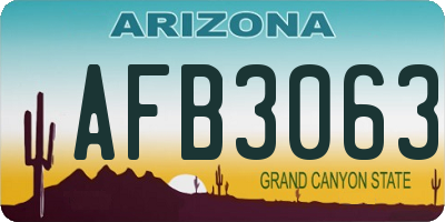 AZ license plate AFB3063