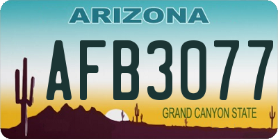AZ license plate AFB3077