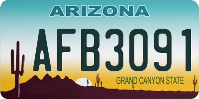 AZ license plate AFB3091