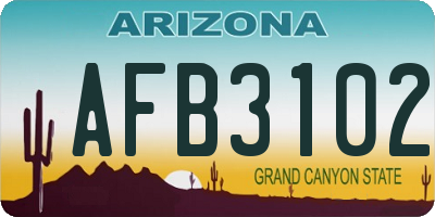 AZ license plate AFB3102