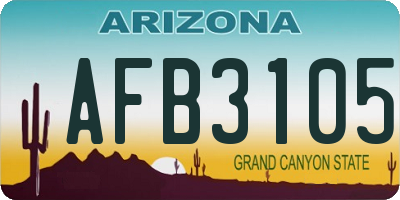 AZ license plate AFB3105