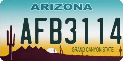 AZ license plate AFB3114