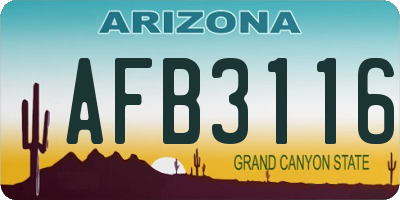AZ license plate AFB3116